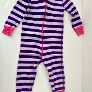 Hanna Andersson Purple Stripe Zip Sleeper with Pink Trim